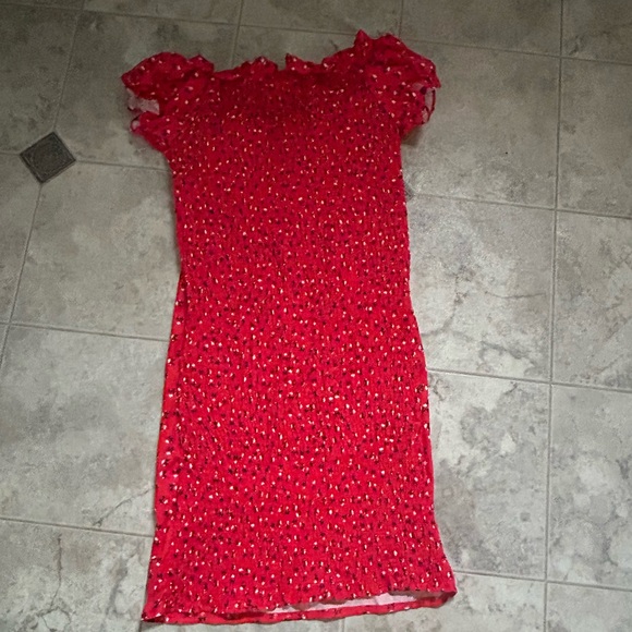 Red Off-Shoulder Mini Dress - Picture 3 of 3